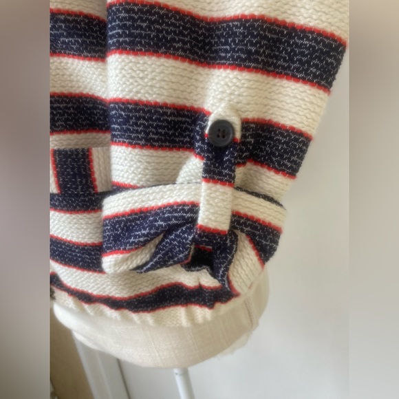j. crew woven nautical striped double breast jacket cropped blazer sz. 10 - Picture 3 of 15